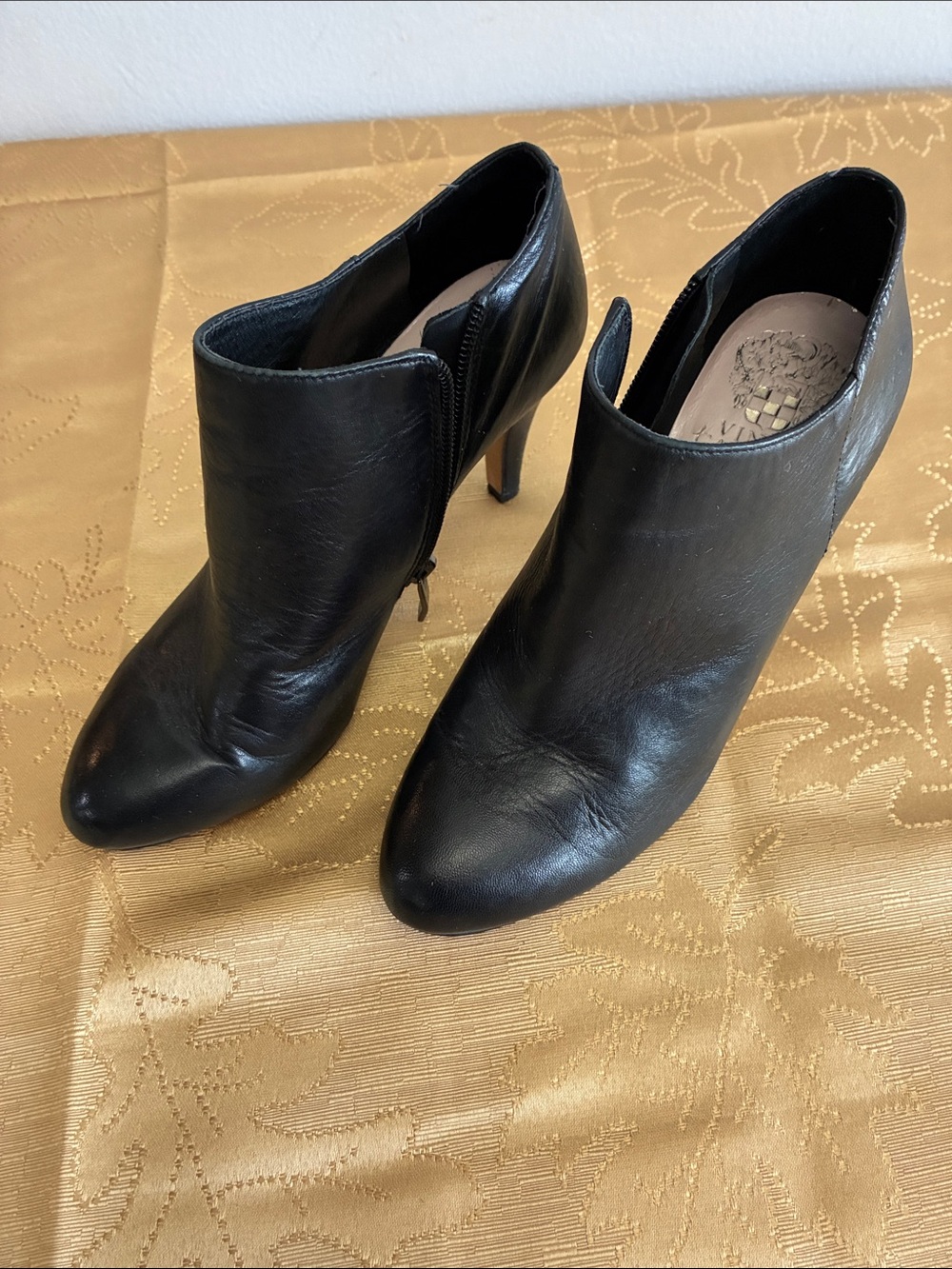 Vince Camuto Black Leather Ankle Booties